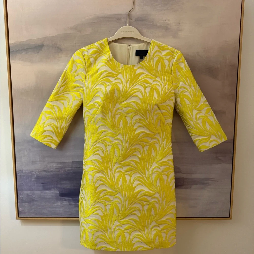 INTERMIX Yellow Clarke Jacquard Shift Dress - Picture 3 of 11